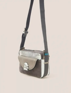 White Stuff Lola Leather Grey Multi Camera Bag