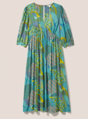 White Stuff Lucy Teal Multi Dress