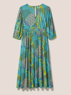 White Stuff Lucy Teal Multi Dress