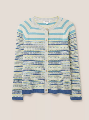 White Stuff Lulu Stripe Teal Multi Cardi