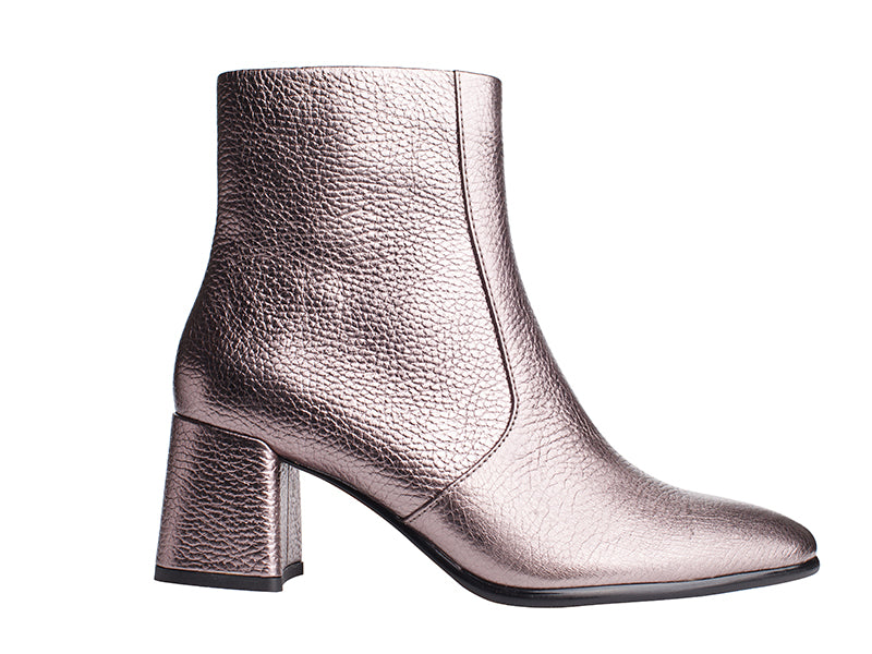 Regarde Le Ciel Millie-01 7308  Nocciola Metallic Meta Bull Leather Womens Stylish Zip Up Ankle Boots