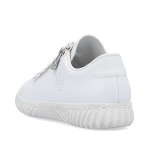 Rieker N0900-81 Weiss White Womens Leather Casual Comfort Lace/Zip Up Shoes