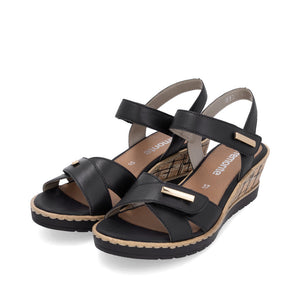 Remonte R6266-00 Black Womens Touch Fastening Wedge Sandals