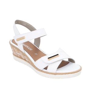 Remonte R6266-80 White Womens Touch Fastening Wedge Sandals