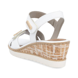 Remonte R6266-80 White Womens Touch Fastening Wedge Sandals