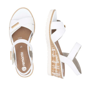 Remonte R6266-80 White Womens Touch Fastening Wedge Sandals