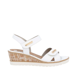 Remonte R6266-80 White Womens Touch Fastening Wedge Sandals