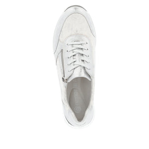 Remonte R6700-91 Silver Platinum Womens Casual Comfort Leather Zip & Lace Up Trainers