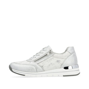 Remonte R6700-91 Silver Platinum Womens Casual Comfort Leather Zip & Lace Up Trainers