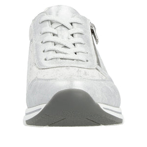 Remonte R6700-91 Silver Platinum Womens Casual Comfort Leather Zip & Lace Up Trainers