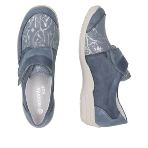 Remonte R7600-14 Light Blue/Silver Womens Casual Comfort Touch Fastening Wide Fitting Shoes