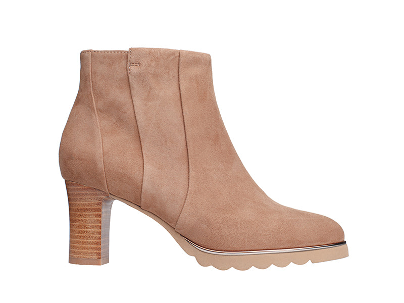 Regarde Le Ciel Romina-04 7319 Saddle Beige Etna Suede Leather Womens Heeled Zip Up Boots