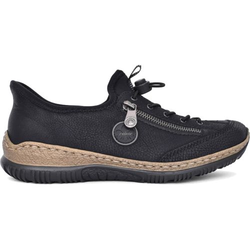 Rieker N3267-01 Black Womens Casual Comfort Adjustable Toggled Shoes