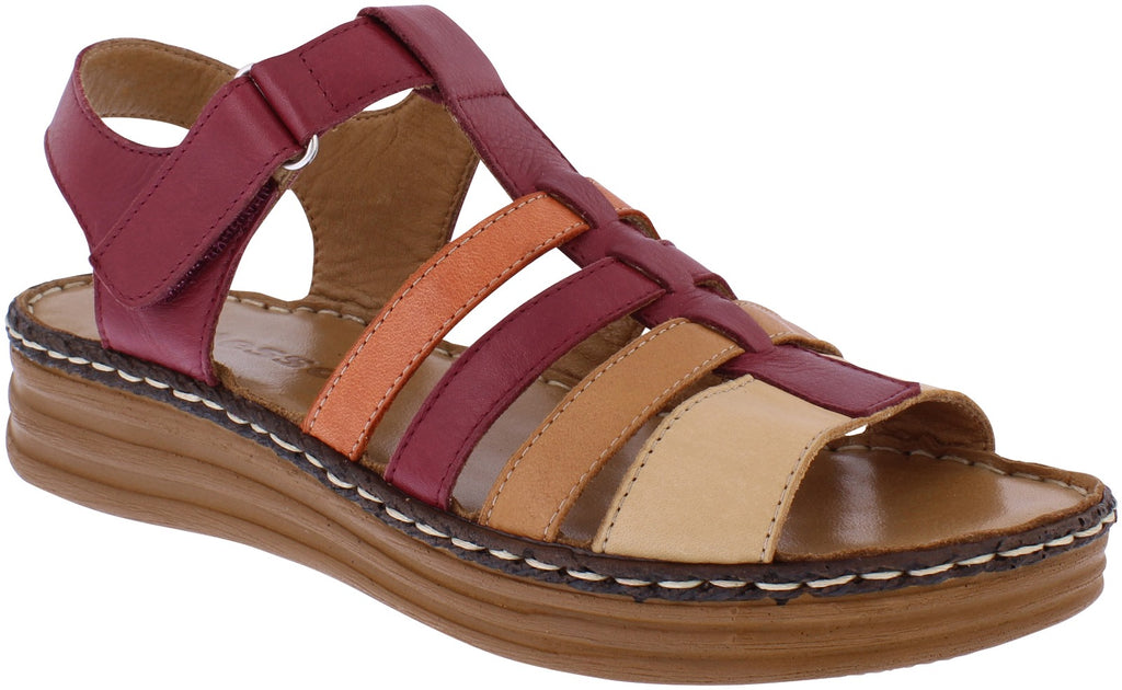 Adesso Ruth Berry Womens Leather Touch Fastening Sandals