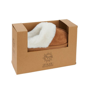 Jo & Joe Savannah Cognac Womens Faux Fur Slip On Mule Slippers