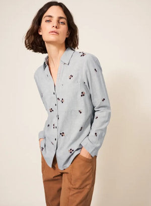 White Stuff Grey Multi Serena Embroidered Shirt