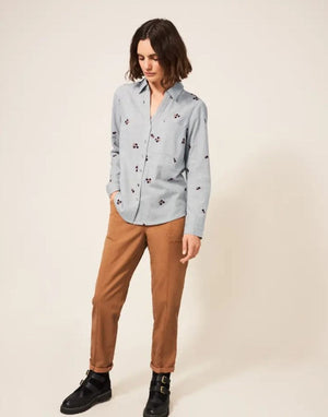 White Stuff Grey Multi Serena Embroidered Shirt