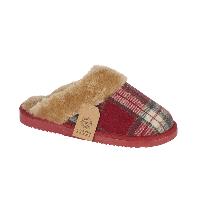 Jo & Joe Shetland Festive Red Womens Comfort Mule Slippers