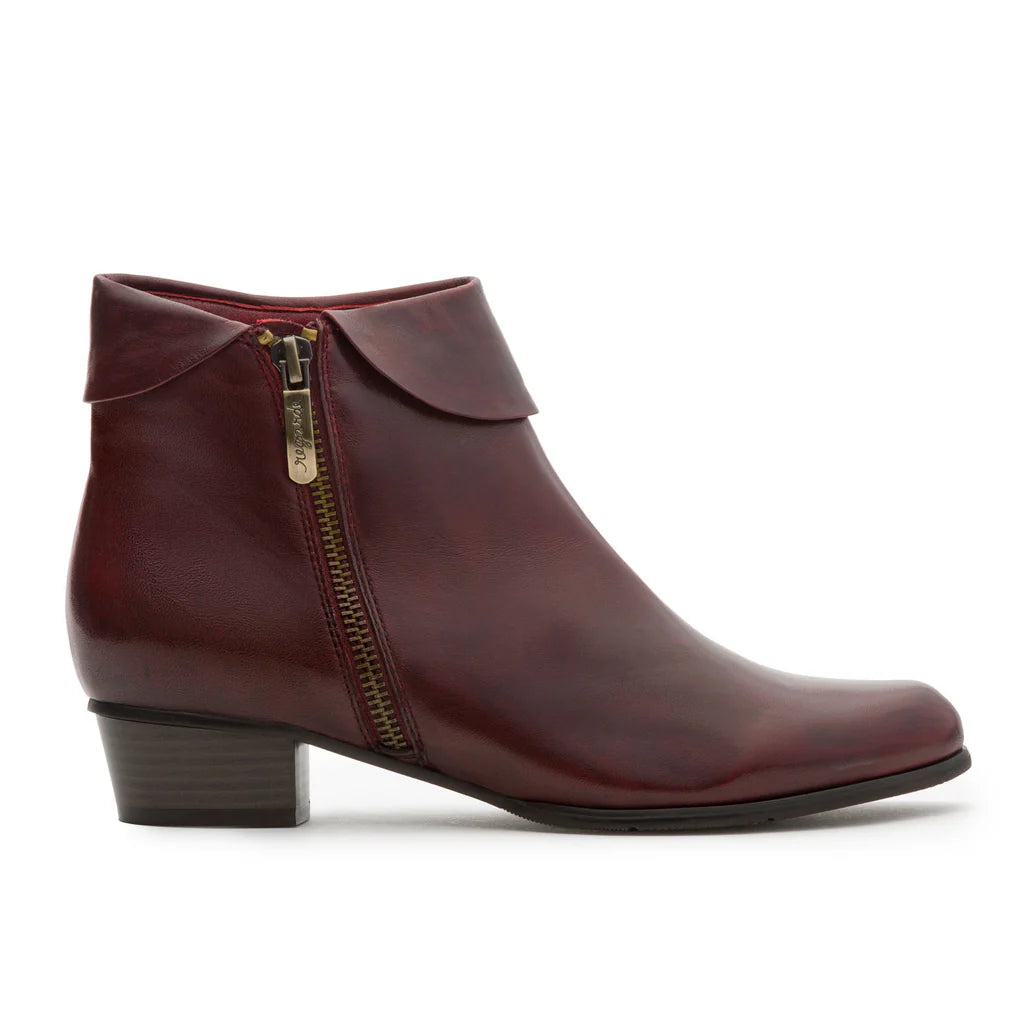 Regarde Le Ciel Stefany-03 008 Sangria Glove Leather Womens Stylish Low Heeled Zip Up Boots