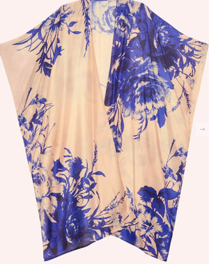 Powder China Blue Blooms Beach Wrap