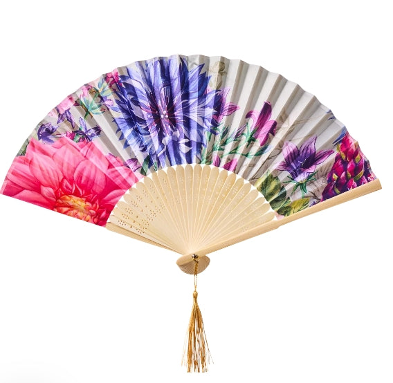 Powder Bountiful Blooms Satin Hand Fan