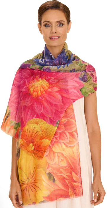 Powder Bountiful Blooms Linen/Cotton Mix Scarf