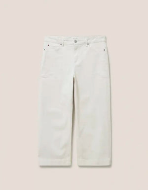 White Stuff Tia Light Natural Wide Leg Cropped Jean