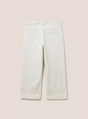 White Stuff Tia Light Natural Wide Leg Cropped Jean