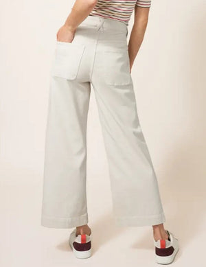 White Stuff Tia Light Natural Wide Leg Cropped Jean