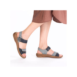 Rieker V2860-14 Blue Combination Womens Casual Comfort Touch Fastening Sling Back Sandals