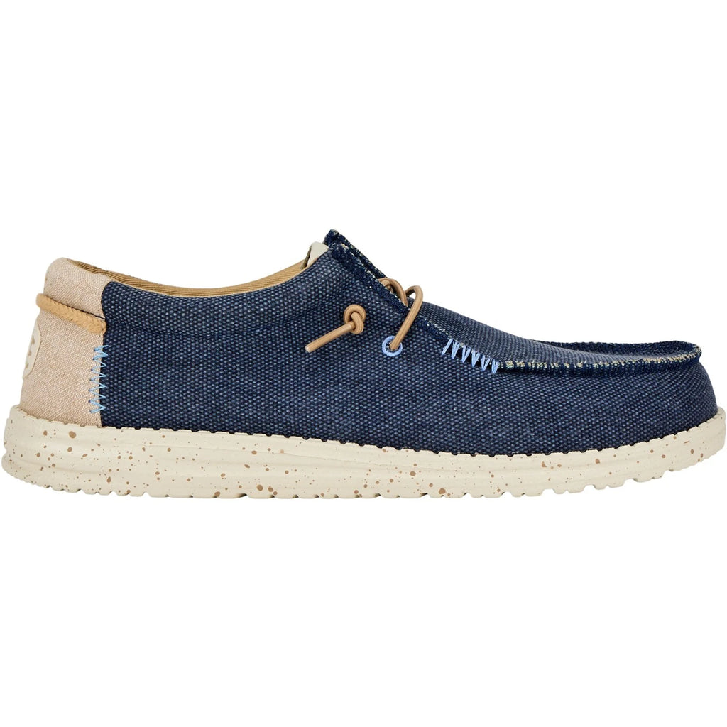 Hey Dude Wally Coastline Jute Navy Men's Slip On Textile Canvas Shoes