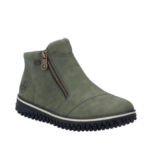 Rieker Z4265-54 Green Womens Water Resistant Dual Zips Ankle Boots