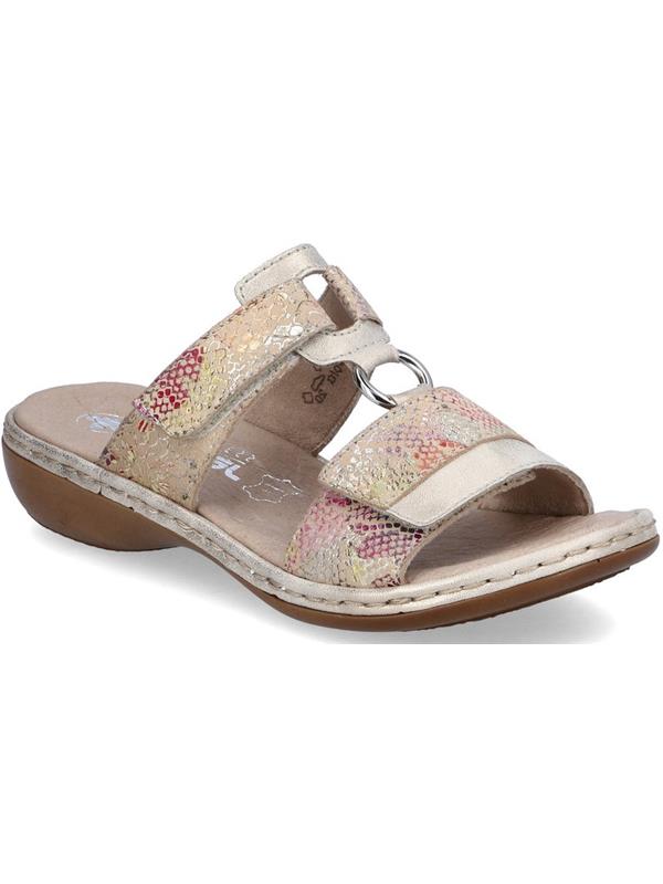 Rieker 659x6-90 Beige Multi Womens Slip On Mules Sandals