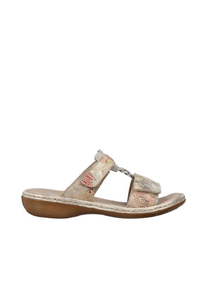 Rieker 659x6-90 Beige Multi Womens Slip On Mules Sandals