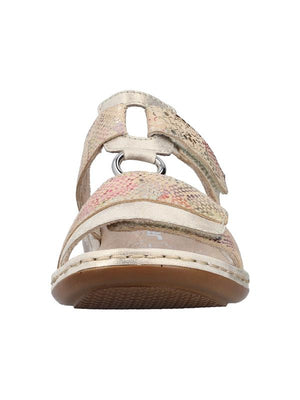 Rieker 659x6-90 Beige Multi Womens Slip On Mules Sandals