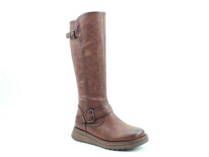 Heavenly Feet Rubymae Chocolate Womens Zip Up Tall Calf Boots