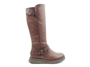 Heavenly Feet Rubymae Chocolate Womens Zip Up Tall Calf Boots