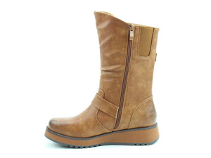 Heavenly Feet Hannah4 Tan Womens  Zip Up Mid Boots