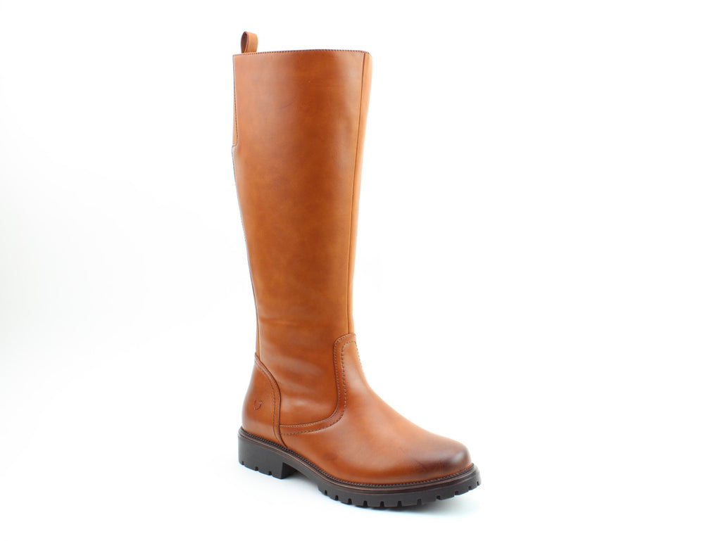 Heavenly Feet Verbana Tan Womens Stylish Zip Up Tall Calf Boots