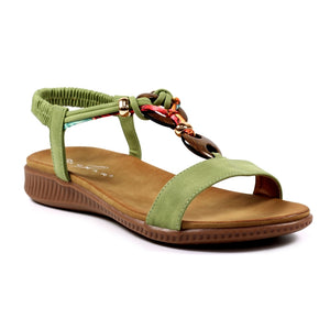 Lunar JLH475 Brava Khaki Womens Woven and Beaded Upper Sandals