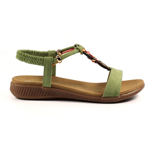 Lunar JLH475 Brava Khaki Womens Woven and Beaded Upper Sandals