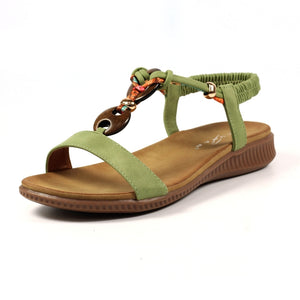 Lunar JLH475 Brava Khaki Womens Woven and Beaded Upper Sandals