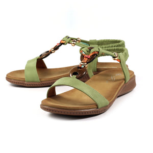 Lunar JLH475 Brava Khaki Womens Woven and Beaded Upper Sandals