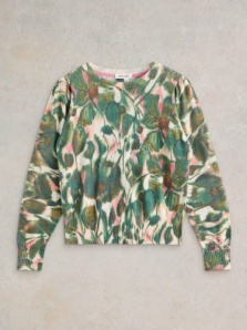 White Stuff Rosie Jumper Green Print