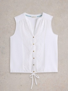 White Stuff Tulip Sleeveless Shirt Brilliant White