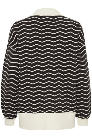 B.Young Byotari Zig Zag Cardigan 20815624 Black Mix