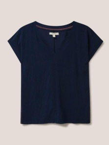 White Stuff Nelly Notch Neck Tee Dark Navy