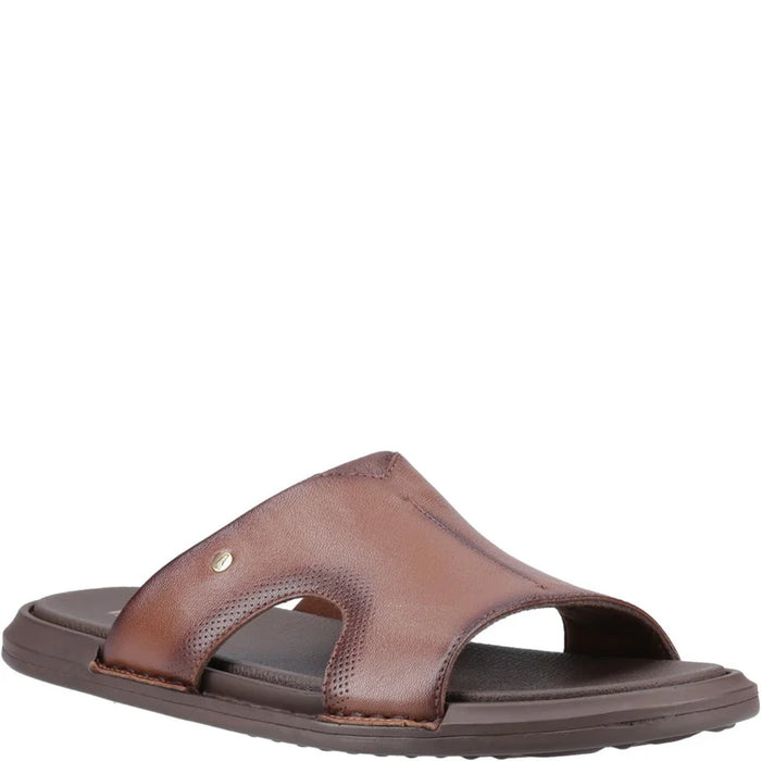 Hush Puppies Callum Brown Mens Leather Slip On Slide Sandals