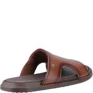 Hush Puppies Callum Brown Mens Leather Slip On Slide Sandals