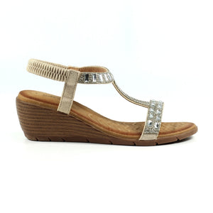 Lunar JLH492 Macie Silver Womens Wedge Heel Sandals